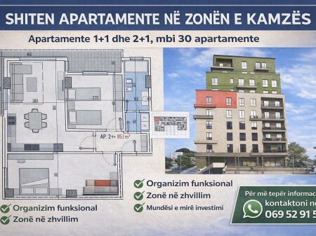 SHITEN APARTAMENTE 1+1 DHE 2+1 NË ZONEN E KAMZES