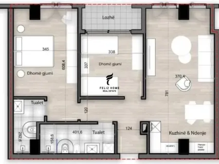 SHITET APARTAMENT 2+1 PORCELAN 169.000 EURO FH-59182