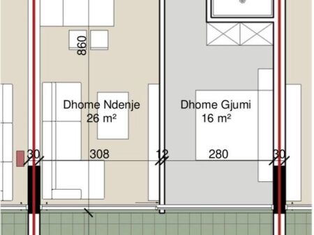Apartament 2+1 ne shitje, Porto Lalzi