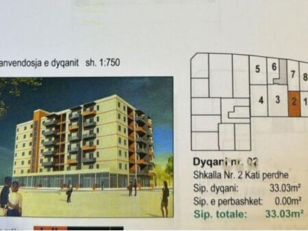 33.03 m2 SIPERFAQE TREGTARE PËR SHITJE NË ZONËN E FRESKUT.