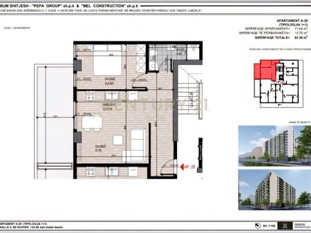 APARTAMENT 1+1 PER SHITJE TEK ISH FUSHA E AVIACIONIT 120,000 €