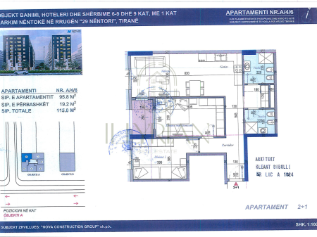 Modern 2+1 apartment with functional floor plan in Tirana