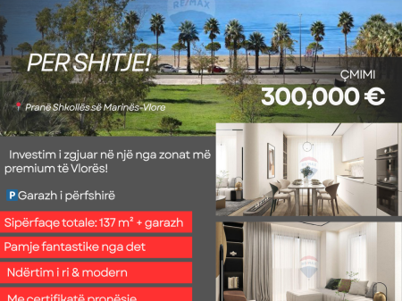 Apartment 2+1+2 for sale, Vlore, near the Marine school