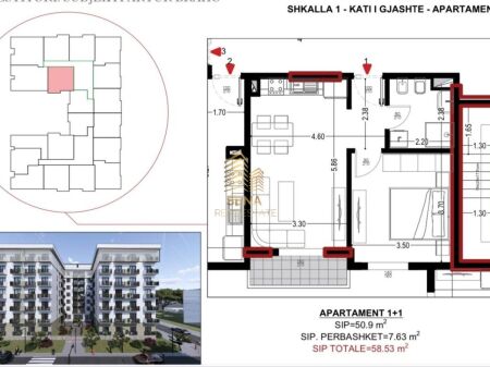 For sale, Apartment 1+1+balcony, Golem-Flower Hotel, 70,300 Euro