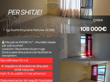 OCCASION! Apartment 2+1+2 for Sale, near the police, Vlore
