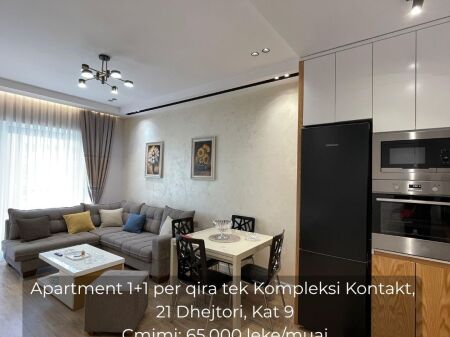 Apartment 1+1 for rent at Kompleksi Kontakt, 21 Dhejtori Price: 65,000 leke/month