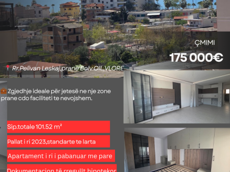 Appartamento 2+1 in Vendita – Pelivan Leskaj, Vlorë