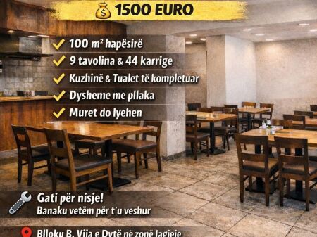  SUPER OPPORTUNITY IN BLLOK , 6 min from Roma cafe  Bar-restaurant for rent , 1200 € for the first 5 months in BLLOK