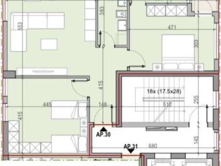 SHITET APARTAMENT 2+1 ISH FUSHA E AVIACIONIT 219.000 EURO FH-70043