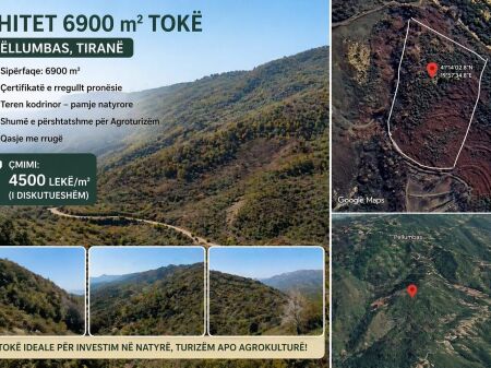 In vendita 6900 m2 di terreno a Pëllumbas, Tirana !