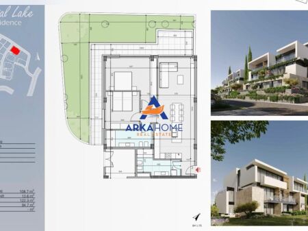 FOR SALE APARTMENT 2+1+YARD "CRYSTAL LAKE RESIDENCE, FARKË LAKE" 300,900 EURO