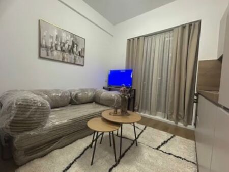 Monolocale con balcone in affitto, costruzione nuova appena completata, arredato in modo molto confortevole e mai abitato prima. Indirizzo: Residenza Oxa, Via Dalip Topi, Tirana. Prezzo 300 euro/mese.