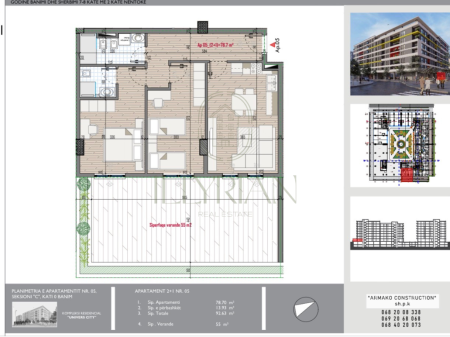 Apartament 2+1 në Univers City me Verande te Madhe + Post Parkimi I Perfshire