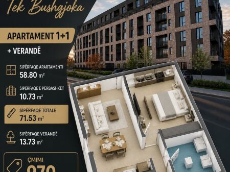 Shitet Apartament 1+1 tek Bushgjoka