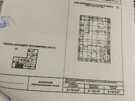  Shitet Apartament 1+1 – Astir (përballë Vila L)