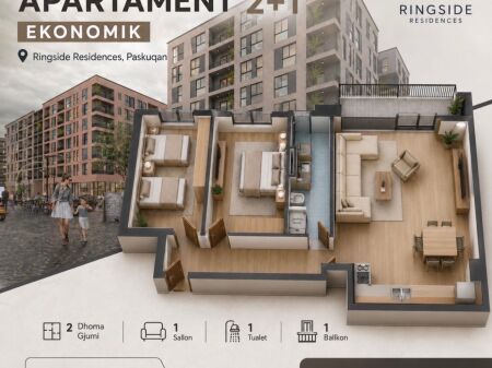 Shitet apartament 2+1 RingSide ,Paskuqan