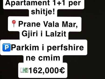 Apartament 1+1 per shitje me parkim, Gjiri i Lalzit, prane Vala Mar