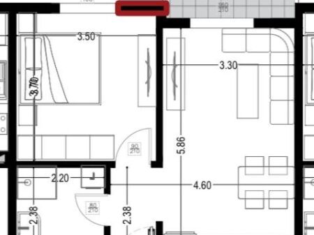 Apartment 1+1 for sale, Golem next to Hotel Flowers (under construction phase) 1250 euros per m2