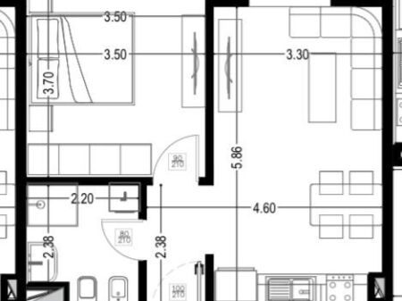 Apartment 1+1 for sale, Golem next to Hotel Flowers (under construction phase) 1250 euros per m2