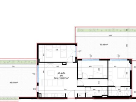 Shitet Apartament 3+1 Square Village - Dhërmi