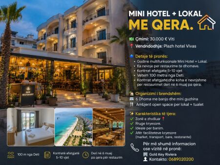  MINI HOTEL CON 6 CAMERE + LOCALE IN AFFITTO SPIAGGIA DURRES