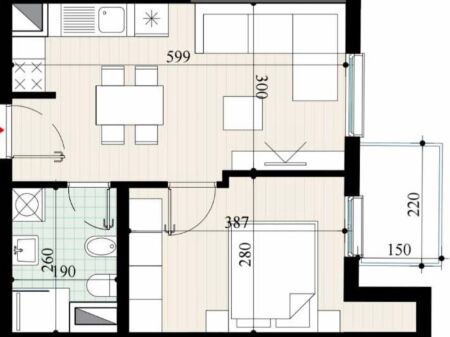  Apartment 1+1 for sale in Golem 