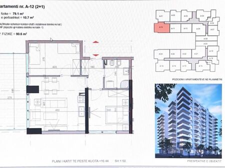  Appartamento 2+1 in vendita a Shëngjin
