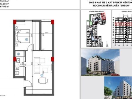 SHITET: 1+1Ali Dem (Fushat e Ali Demit) - Pallat i Ri - 125,000€ - Kati.6 - S.65m² - Faze Suvatimesh(Perfundon 2026)
