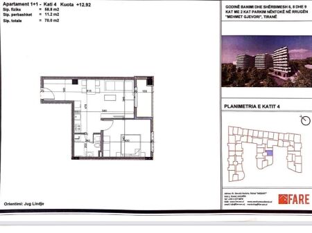 SHITET: 1+1Paskuqan (Aluna Complex) - Orientim: Jug - 84,000€ - Sp.70m² - Kt.4 || 10 minuta larg Qendres se Tiranes‍ - PAGESE ME KESTE