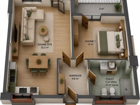  12,100,000 Lek | SHITET APARTAMENT 1+1 NË ALI DEM 