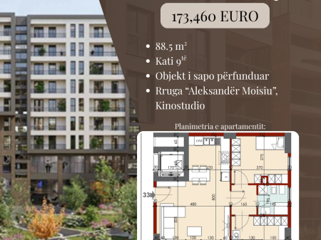 Apartament 2+1 për shitje – Kinostudio, Tiranë