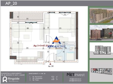SHITET APARTAMENT 1+1+BALLKON "REZIDENCA RINGSIDE, PASKUQAN" 64.844 EURO