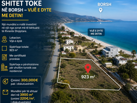 Land for sale in Borsh – Second line with the Sea! 