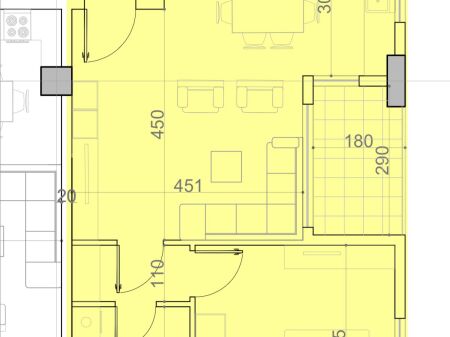 Appartamento 1+1 convertibile in 2+1 in VENDITA in "BELFIORE RESIDENCE" 75.35m2, 1 minuto dall'ingresso della Nuova Anello, Paskuqan, Tirana. 85 mln Lekë