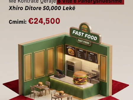 Shitet Biznesi Fast Food - Bulevardi Skele, Vlore, Buze rruge Kryesore| 24,500€