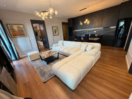  Apartment 3+1 + parking space for rent   Garden Building, 21 Dhjetori, Tirana  15th floor, with 2 elevators  Super furnished, with quality furniture  Parking space included   Price: 2,500 €/month  