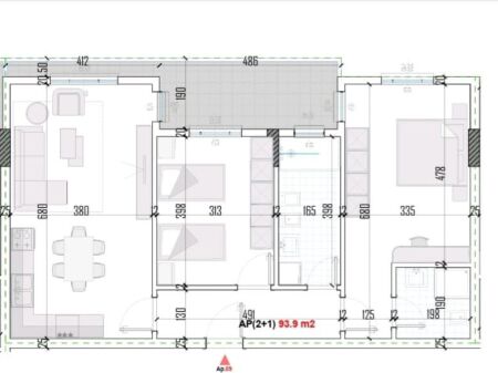 Shitet Apartament 2+1+2 Banjo –  Green Residence, Bathore