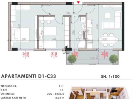 VENDESI APPARTAMENTO 2+1 MJULL-BATHORE 165.000 EURO  FH-84238