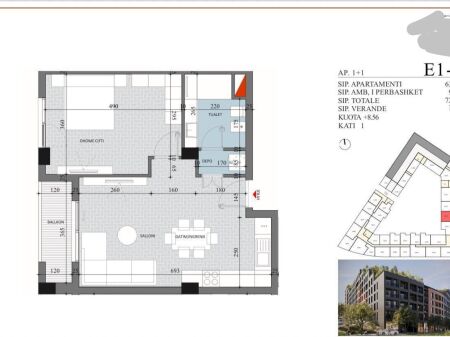 Apartment 1+1 for sale at the price of 80,000 euros, Paskuqan Mark Tirta street
