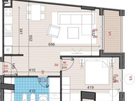 1+1 apartment for sale in Ali Dem Tirana