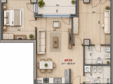 Apartament per shitje 2+1+2 ne Don bosko