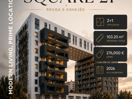 Apartment 2+1 for sale at Square 21, Tirana