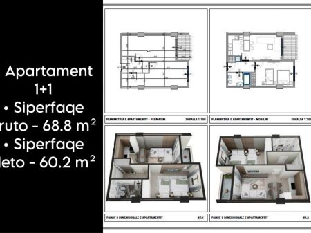 Apartament ne shitje 1+1 ne Qerret te Kavajes