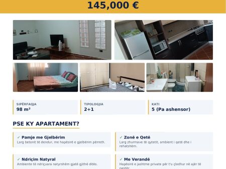 shitet apartament 2+1 në fresk, tiranë