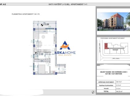 SHITET APARTAMENT 1+1+ BALLKON "KAMEZ, BULEVARDI I RI" 59.095 EURO
