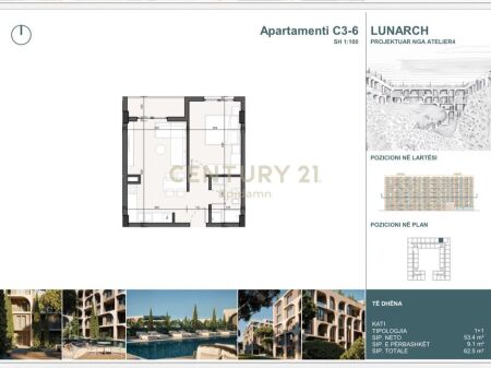 EKSKLUZIVE ! Apartament 1+1 për shitje në Lunarch Residence Mali i Robit ! 68,750 €
