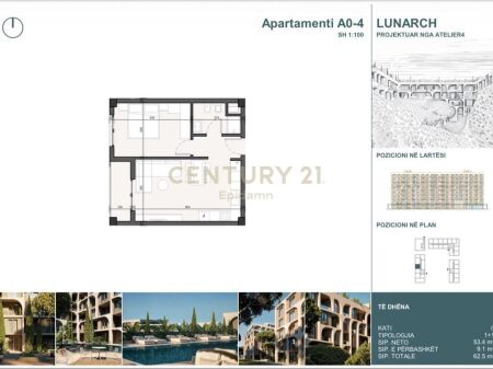 EXCLUSIVE ! Apartament 1+1 për shitje në Lunarch Residence Mali i Robit ! 62,500 €