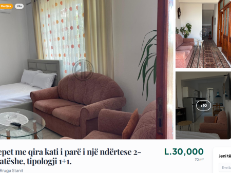 Si affitta il primo piano di un edificio di 2 piani, tipologia 1+1. Via Stani