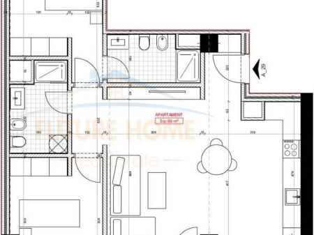 Shitet, Apartament 2+1+2, River Park Residence, Unaza e Re.