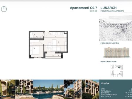 Apartament 1+1 per shitje ne Lunarch Residence,Mali  i Robit